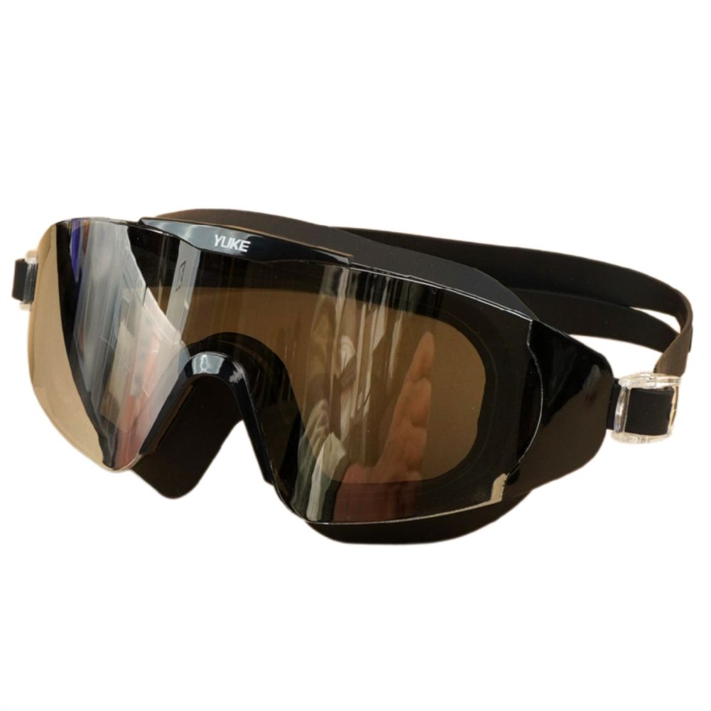 Black with Silver Full Glass panel styled Anti Fog UV Protection leakproof design Swim Goggles for Adults