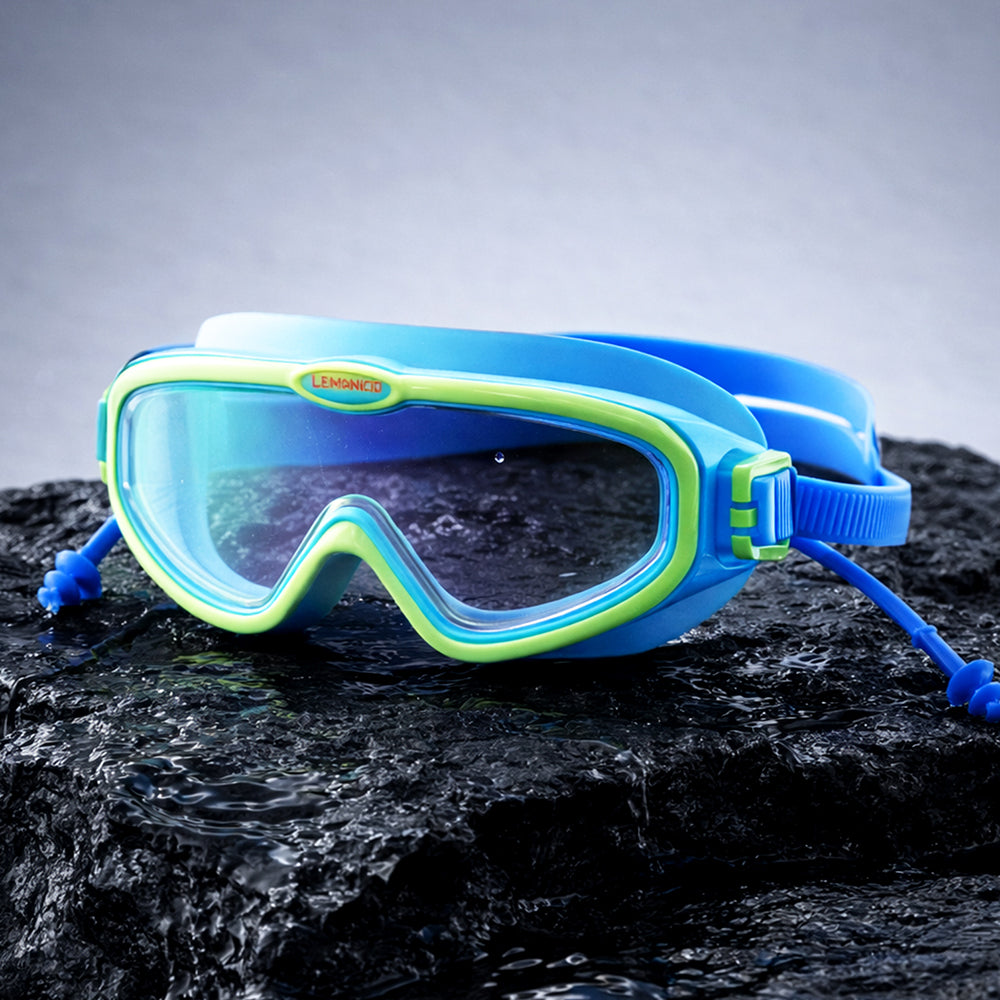 Blue & Green Anti-Fog UV Protection Leakproof Swim Goggles for Kids, 4–10 Years