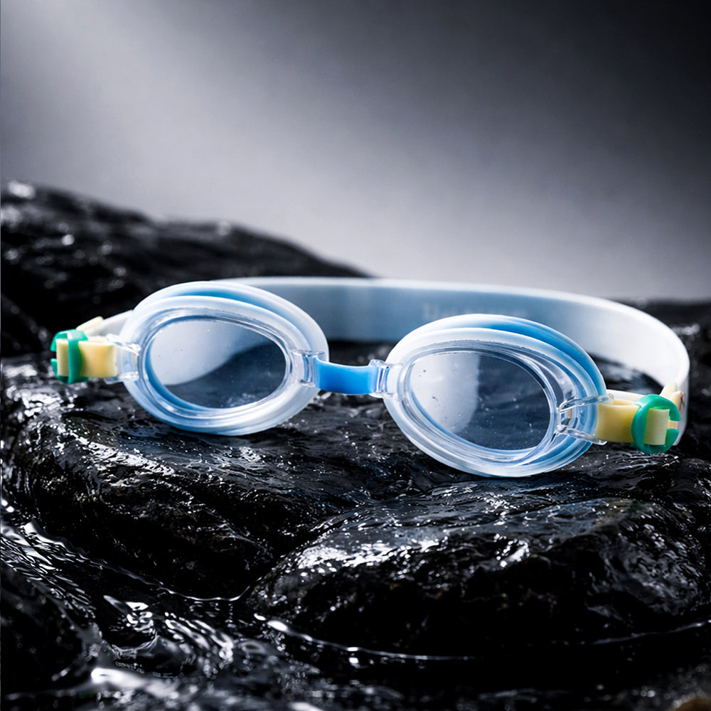 Blue & Green Croc Face, Anti Fog UV Protection Leakproof Design Swim Goggles for Kids, 5yrs - 10yrs