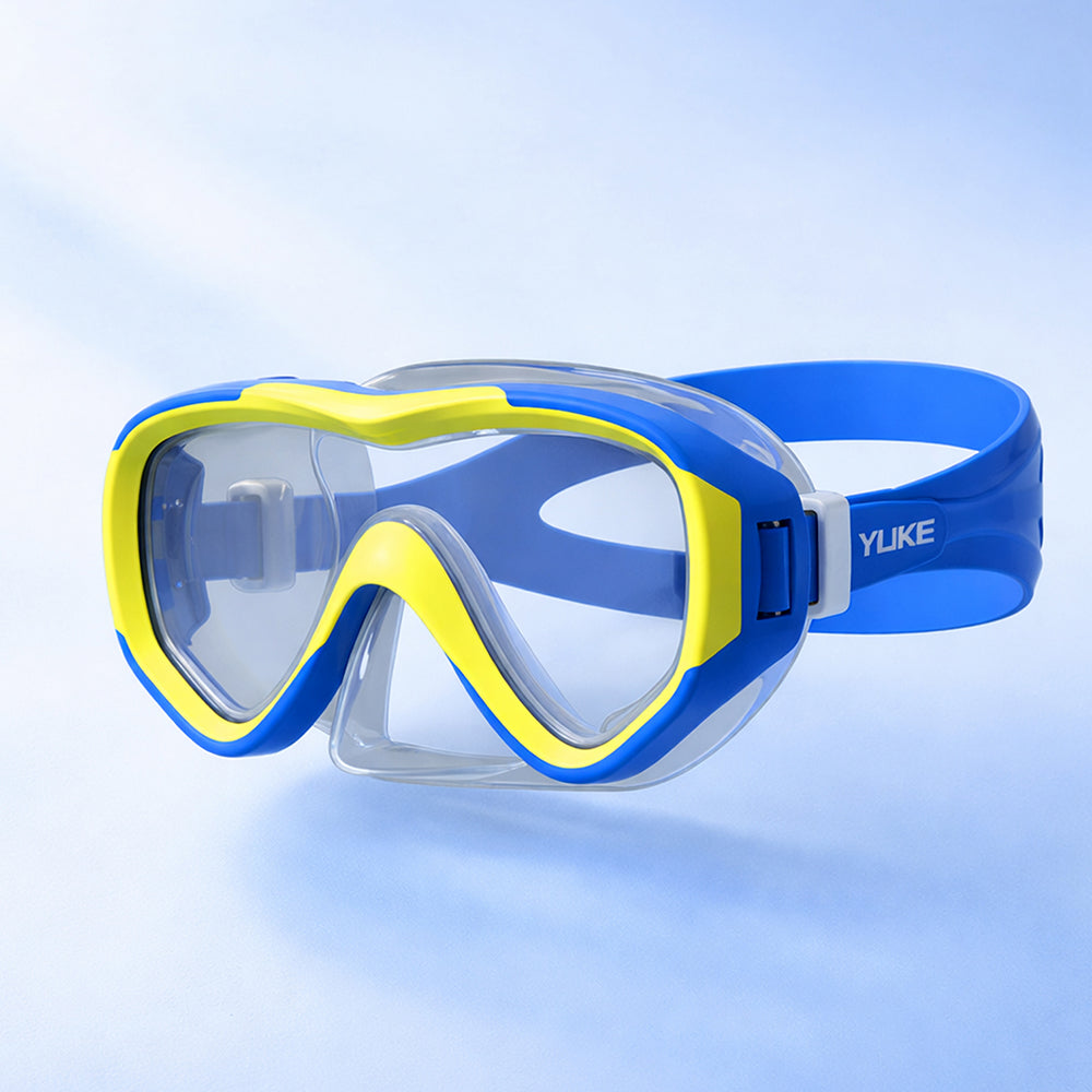 Snorkelling Scuba Diving Mask, Blue Neon Green Anti Fog underwater snorkelling Goggles for Kids & Adults, 10yrs and above