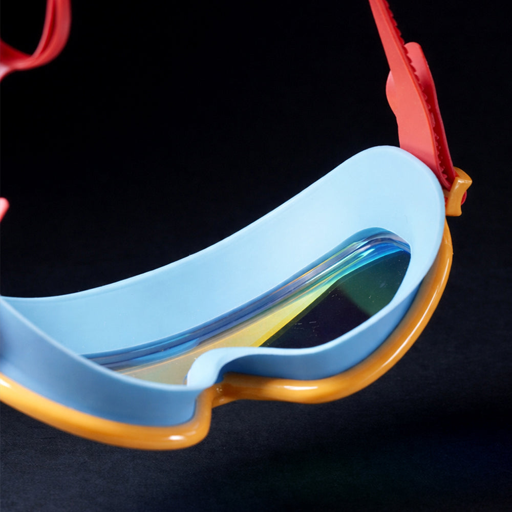Blue, Orange & Red Anti-Fog UV Protection Leakproof Swim Goggles for Kids, 4–10 Years