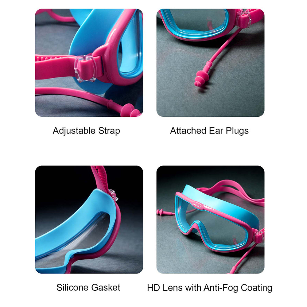 Blue & Pink Anti-Fog UV Protection Leakproof Swim Goggles for Kids, 7–15 Years