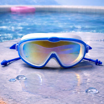 Blue & White Anti-Fog UV Protection Leakproof Swim Goggles for Kids, 7–15 Years