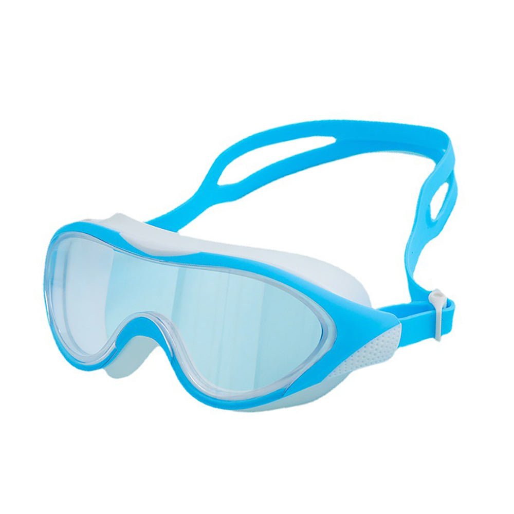 Blue Big Frame UV protected anti-fog unisex swimming goggles for Kids