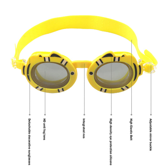 Yellow Fish Dual Glass Frame Sun protection & Swimming Goggles for Kids, UV protected and Anti Fog