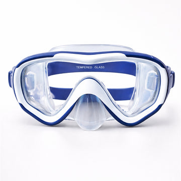 Snorkelling Scuba Diving Mask, Navy Blue Anti Fog Snorkelling-Style Swim Goggles for Kids & Adults, 10yrs and above