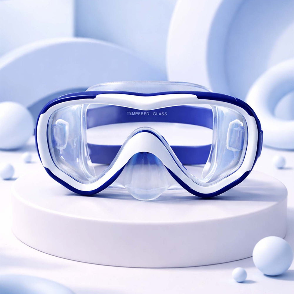 Snorkelling Scuba Diving Mask, Navy Blue Anti Fog Snorkelling-Style Swim Goggles for Kids & Adults, 10yrs and above