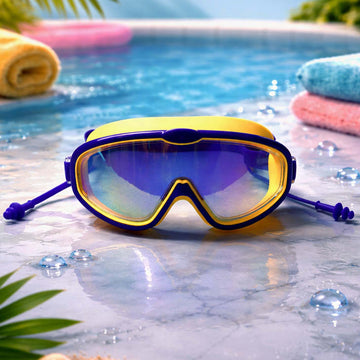 Navy & Yellow Anti-Fog UV Protection Leakproof Swim Goggles for Kids, 7–15 Years