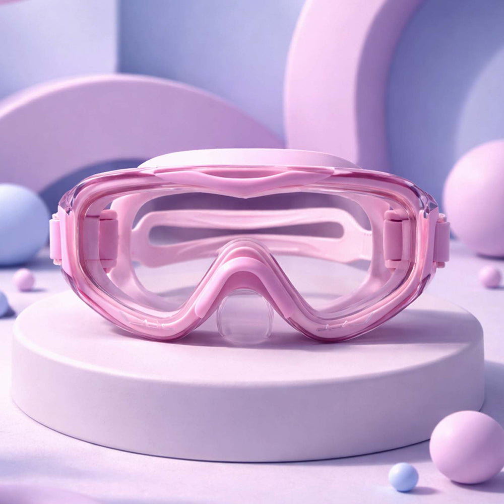Pink 3dash Glass panel styled Anti Fog UV Protection leakproof design Swim Goggles for 12 years + & Adults