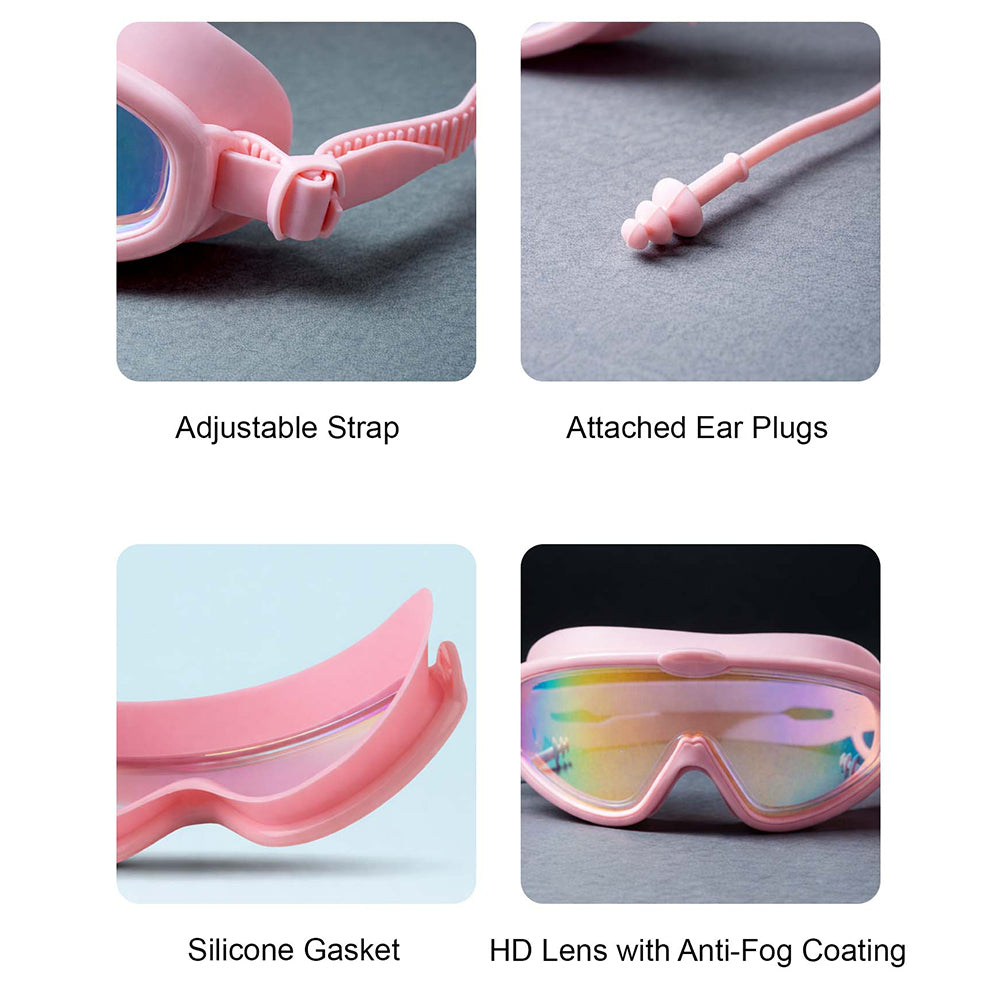 Pink Anti-Fog UV Protection Leakproof Swim Goggles for Kids, 7–15 Years