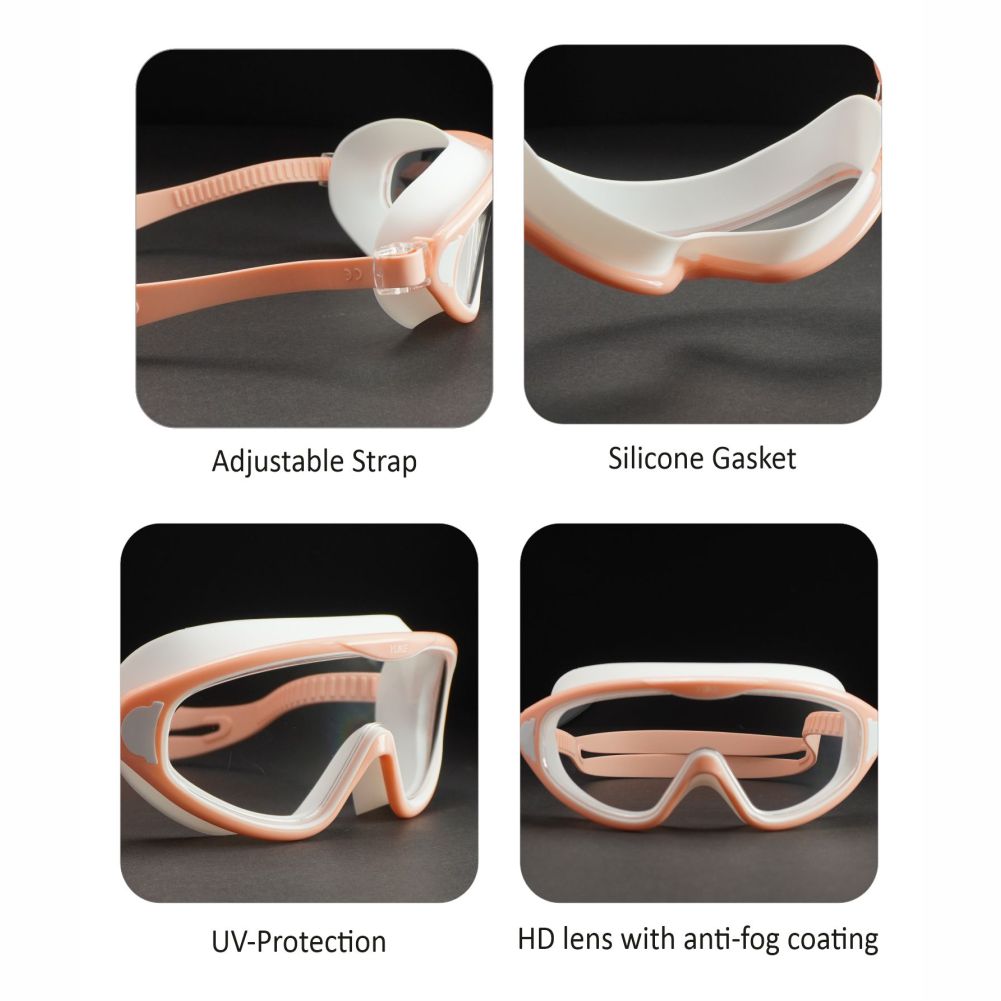 Pink  with White Button style Anti Fog UV Protection leakproof design Swim Goggles for Adults