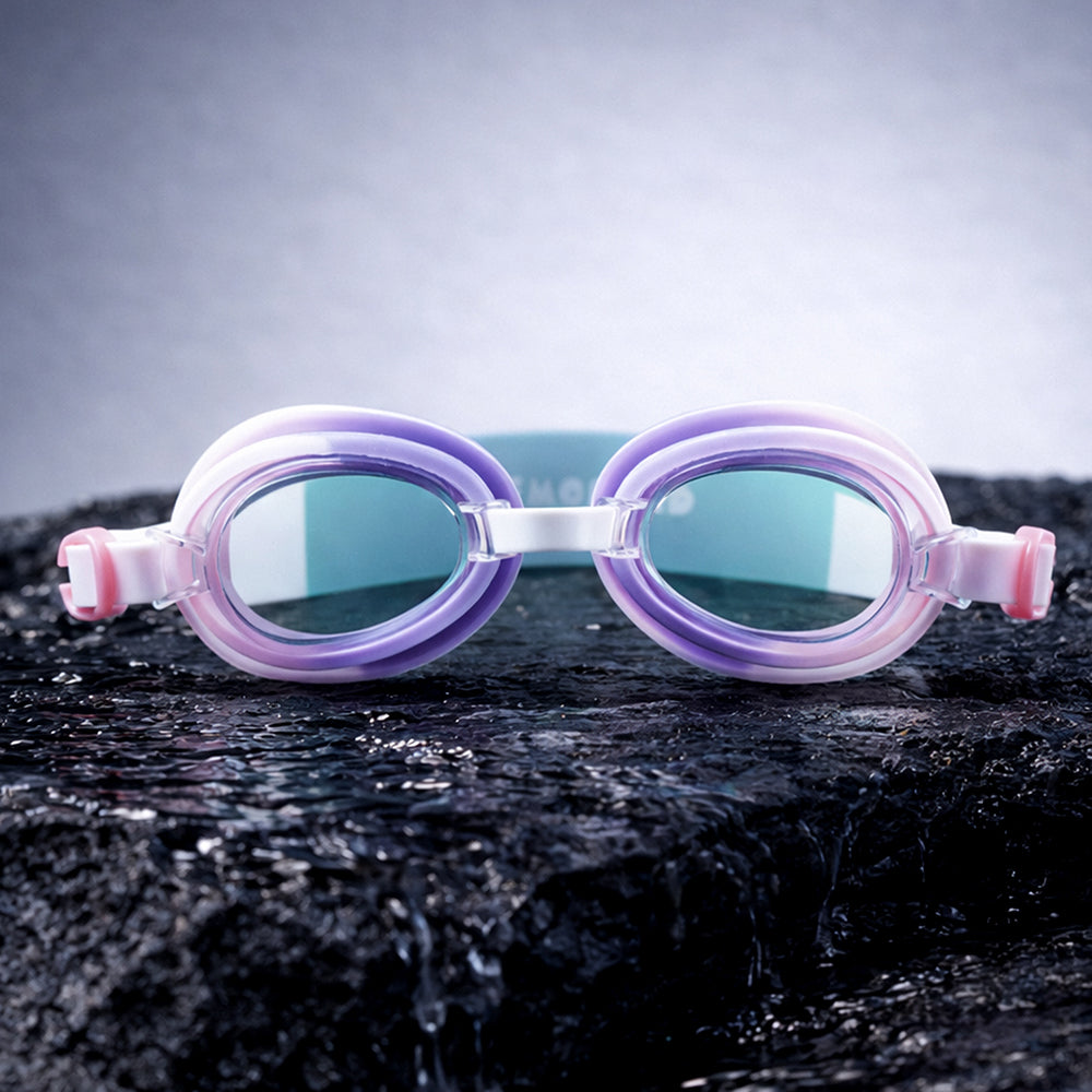 Pink & White Bow Face, Anti Fog UV Protection Leakproof Design Swim Goggles for Kids, 5yrs - 10yrs