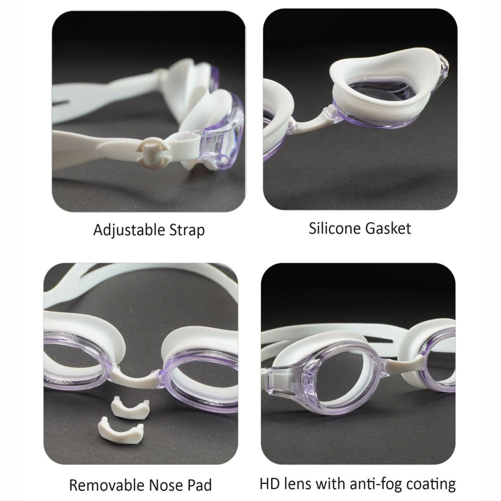 Purple Transparent Anti Fog UV Protection leakproof design Swim Goggles for Kids 4yrs - 10 years