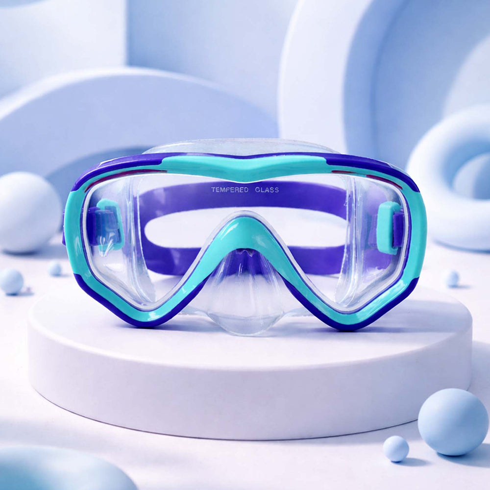 Snorkelling Scuba Diving Mask , Purple Blue Anti Fog Snorkelling-Style Swim Goggles for Kids, for Kids & Adults, 10yrs and above