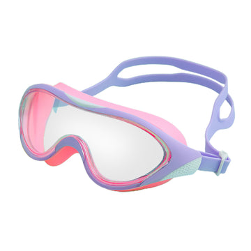 Pink Big Frame UV protected anti-fog unisex swimming goggles for Kids