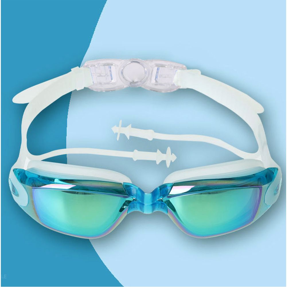 Shiny Blue Eyelid Style Anti Fog UV Protection leakproof design Swim Goggles for Kids 10yrs and above