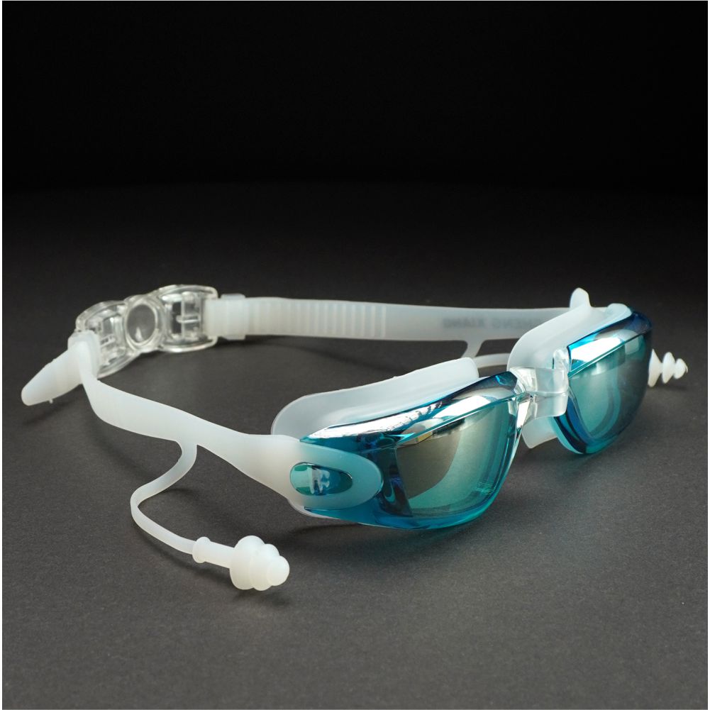 Shiny Blue Eyelid Style Anti Fog UV Protection leakproof design Swim Goggles for Kids 10yrs and above