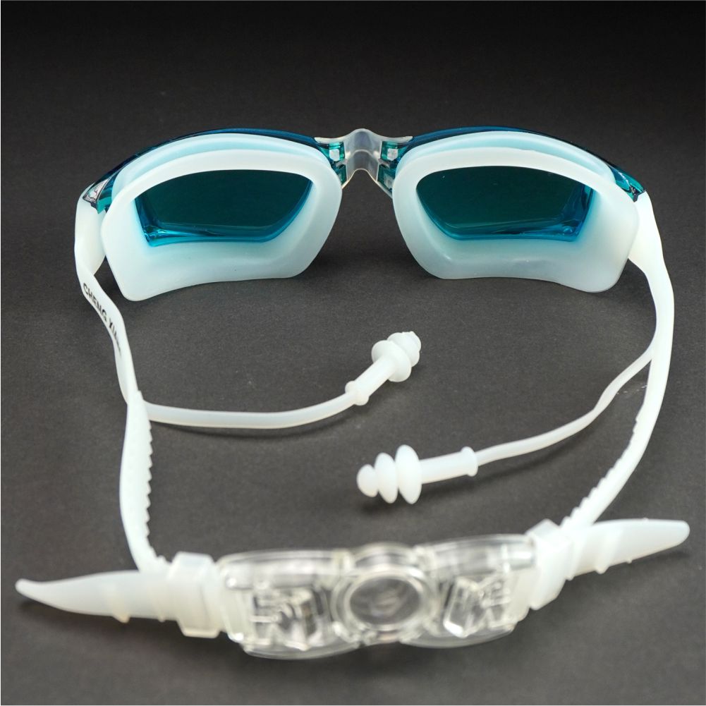 Shiny Blue Eyelid Style Anti Fog UV Protection leakproof design Swim Goggles for Kids 10yrs and above
