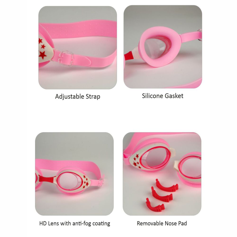 Starry Pink  Anti Fog UV Protection Leakproof Design Swim Goggles for Kids, 3yrs  - 8yrs