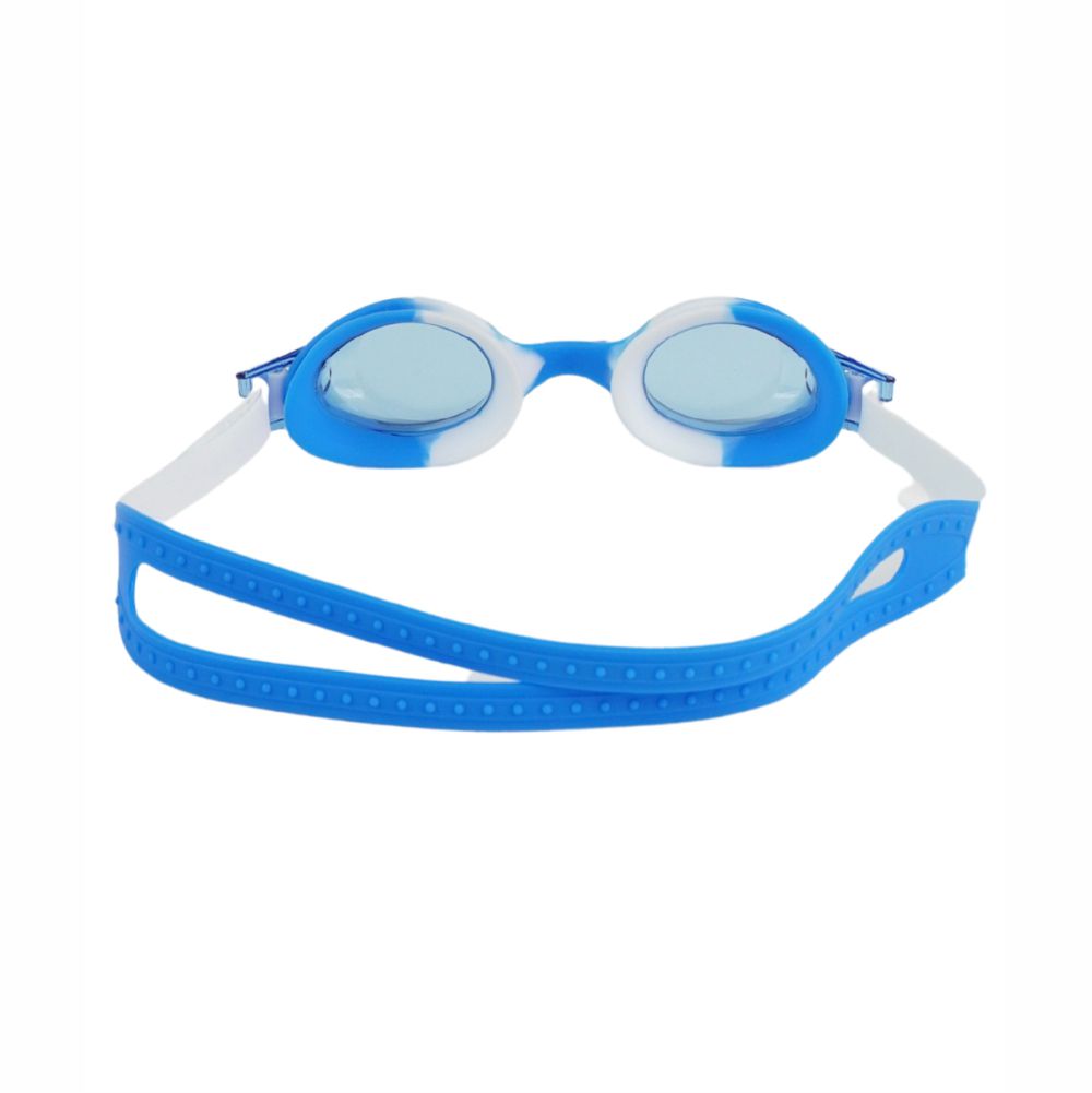 Tie Dye White with Blue Anti Fog UV Protection Leakproof Design Swim Goggles for Kids, 1yr - 4yrs