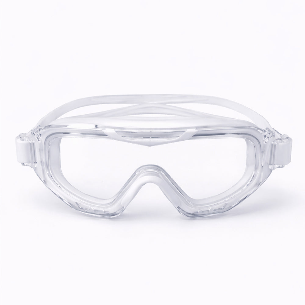 White 3 dash Glass panel styled Anti Fog UV Protection leakproof design Swim Goggles for 12 yrs + & Adults