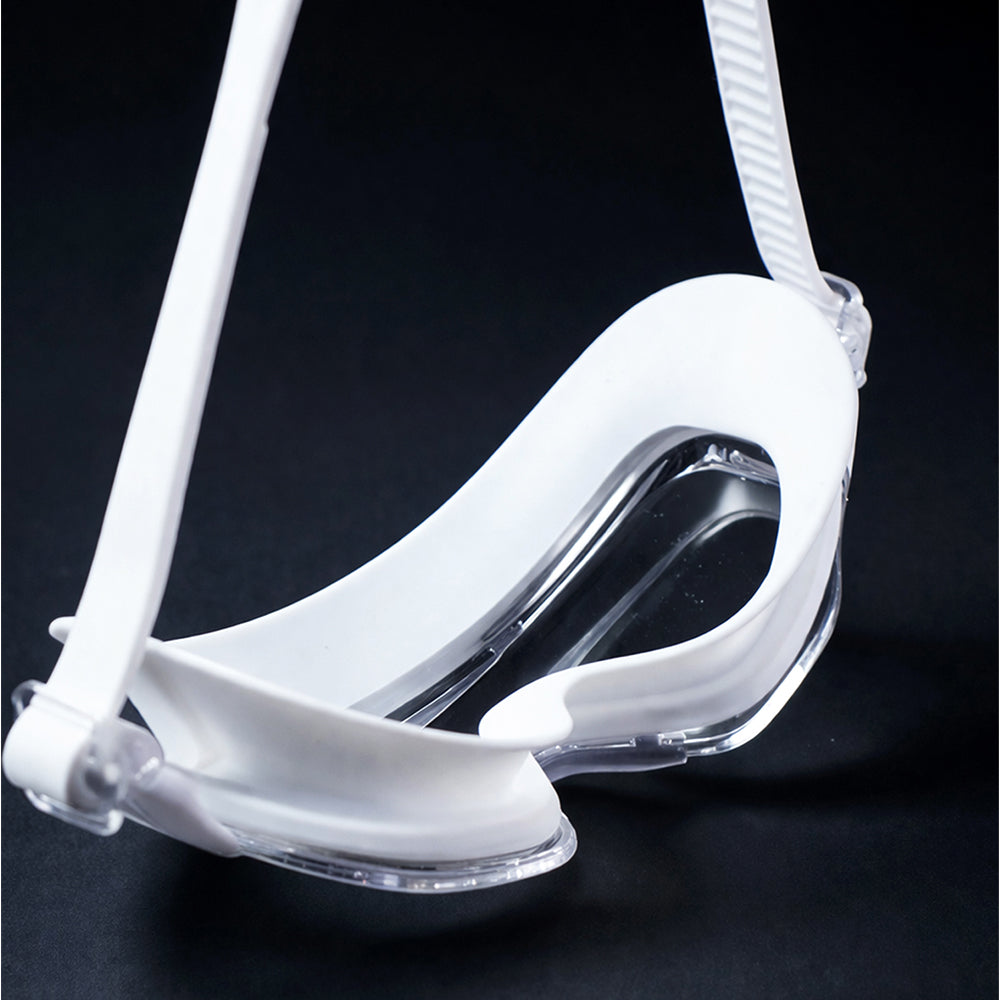 White 3 dash Glass panel styled Anti Fog UV Protection leakproof design Swim Goggles for 12 yrs + & Adults
