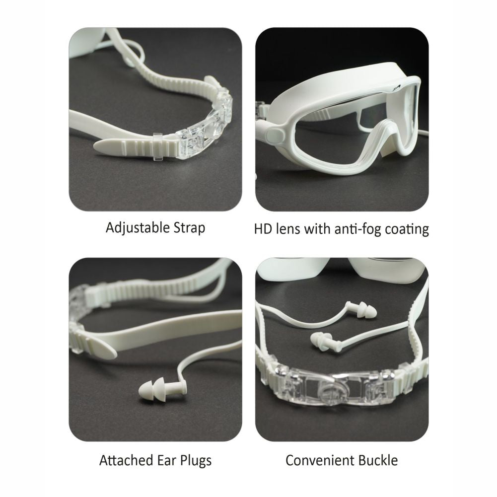 White with purple Button style Anti Fog UV Protection leakproof design Swim Goggles for Adults