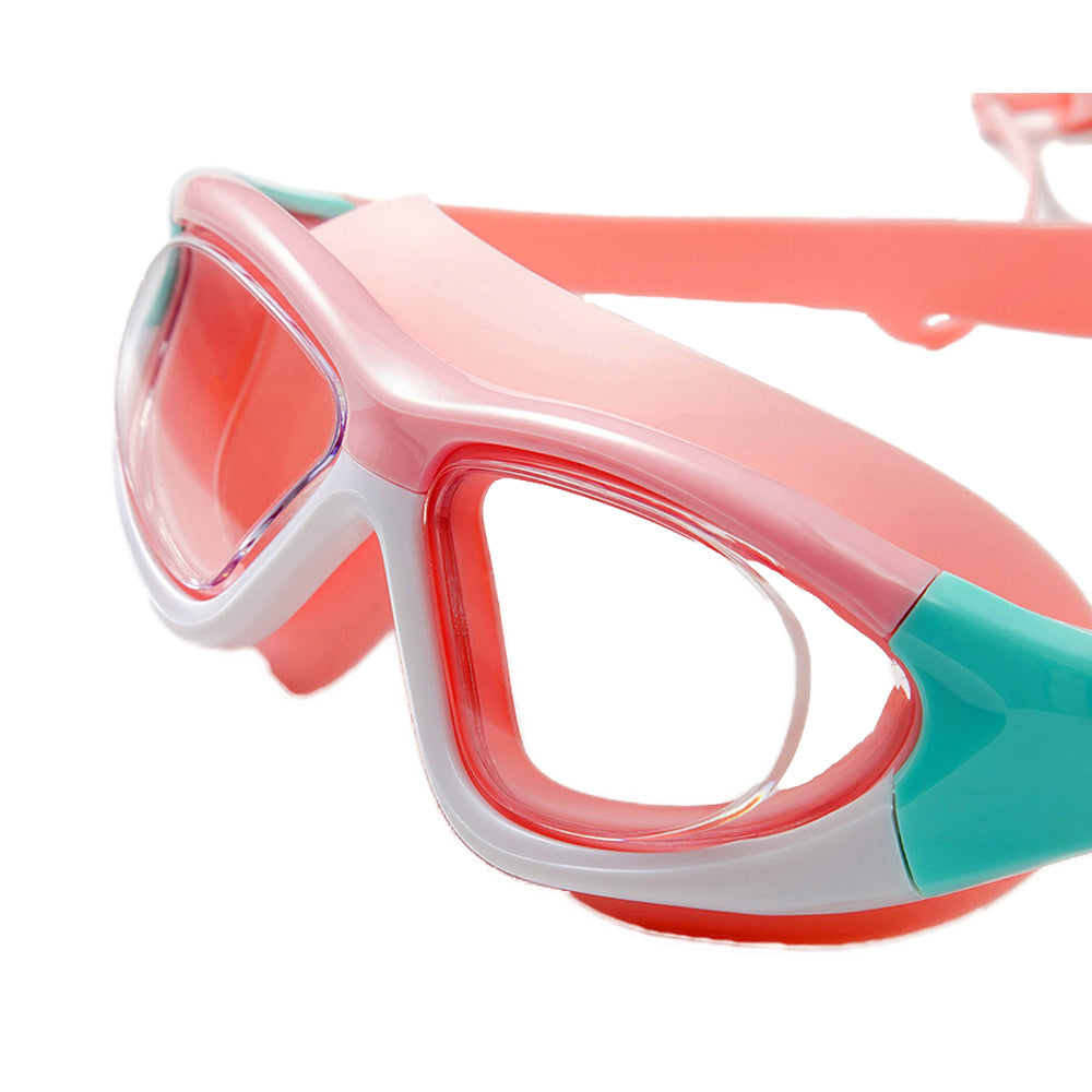White Bordered Pink Anti Fog UV Protection Leakproof Design Swim Goggles for Kids, 4yrs  - 10yrs