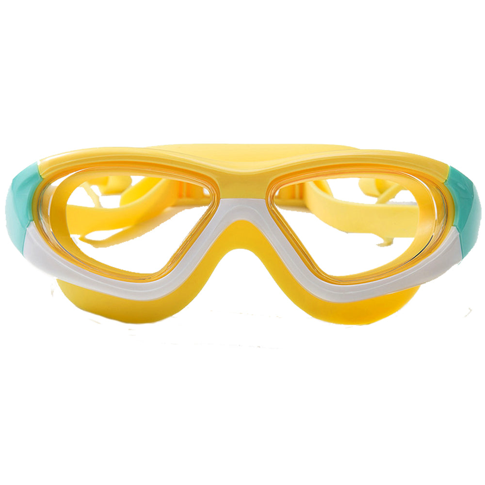 White Bordered Yellow Anti Fog UV Protection Leakproof Design Swim Goggles for Kids, 4yrs  - 10yrs