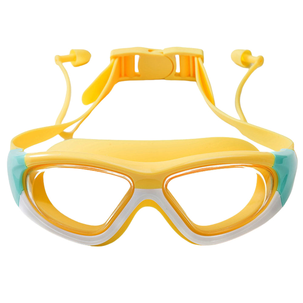 White Bordered Yellow Anti Fog UV Protection Leakproof Design Swim Goggles for Kids, 4yrs  - 10yrs