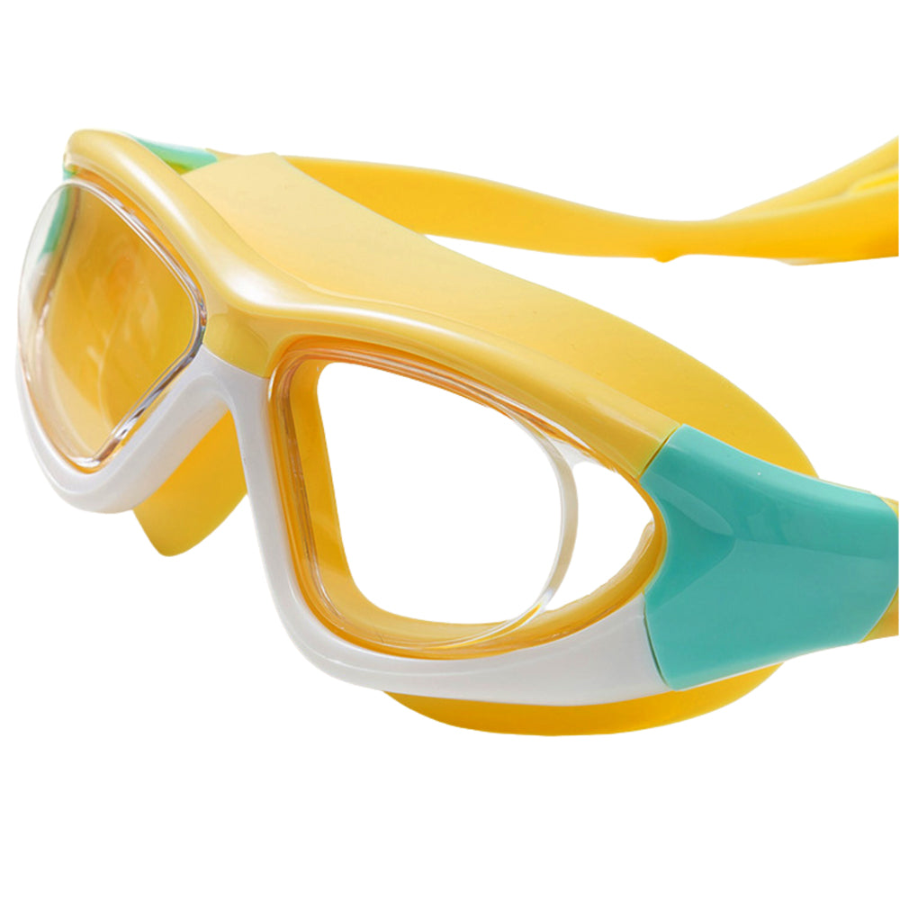 White Bordered Yellow Anti Fog UV Protection Leakproof Design Swim Goggles for Kids, 4yrs  - 10yrs
