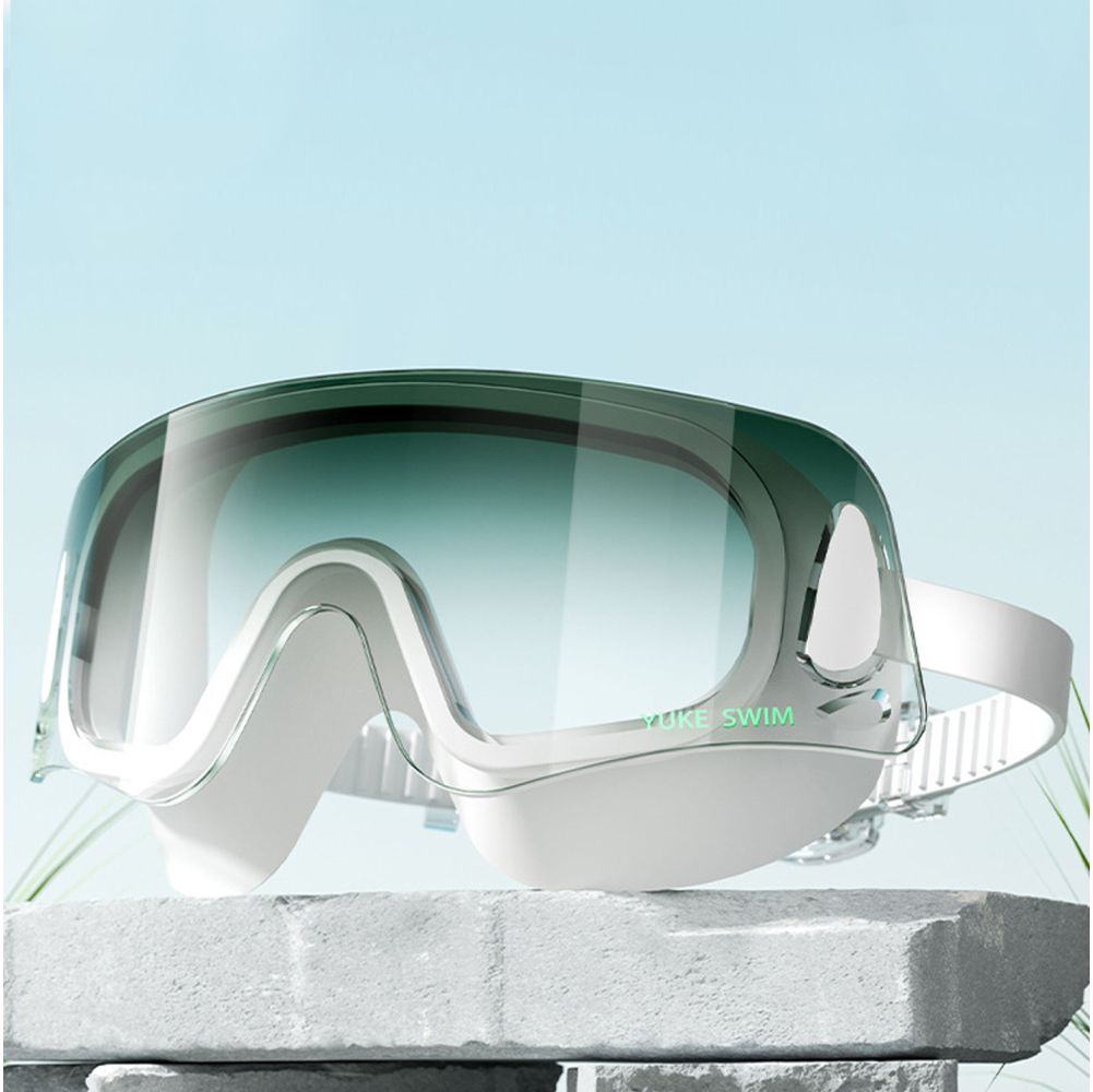 White with Green Ombre shaded Anti Fog UV Protection leakproof design Swim Goggles for Adults