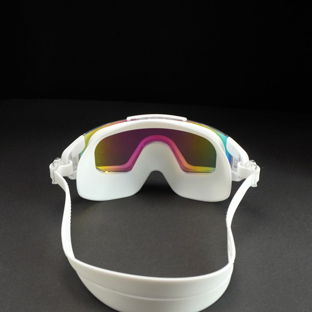 White with Multi Full Glass panel styled Anti Fog UV Protection leakproof design Swim Goggles for Adults