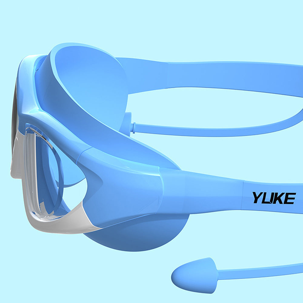 Blue Bordered White Anti Fog UV Protection Leakproof Design Swim Goggles for Kids, 5yrs - 10yrs
