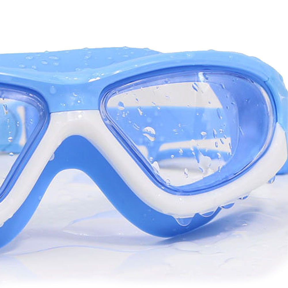 Blue Bordered White Anti Fog UV Protection Leakproof Design Swim Goggles for Kids, 5yrs - 10yrs
