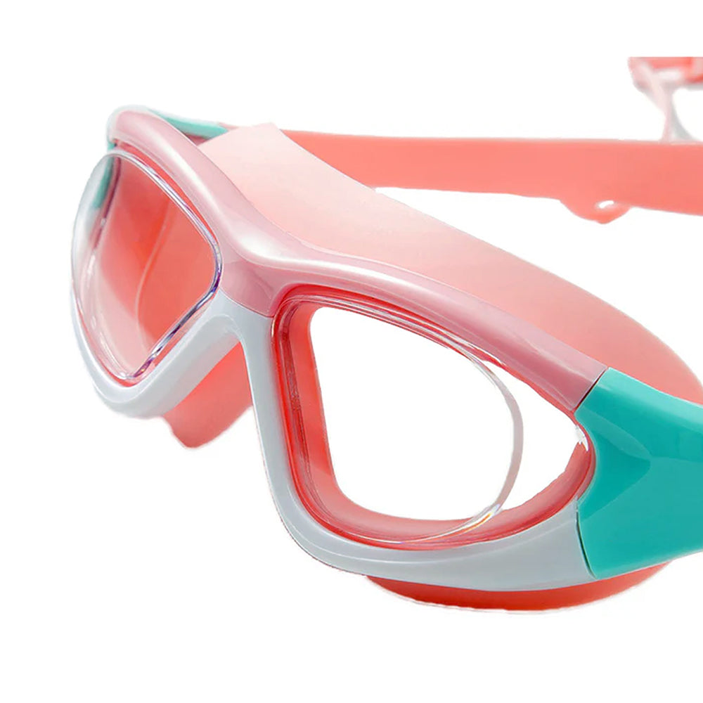Pink Mint white border, Anti Fog UV Protection Leakproof Design Swim Goggles for Kids, 5yrs - 10yrs