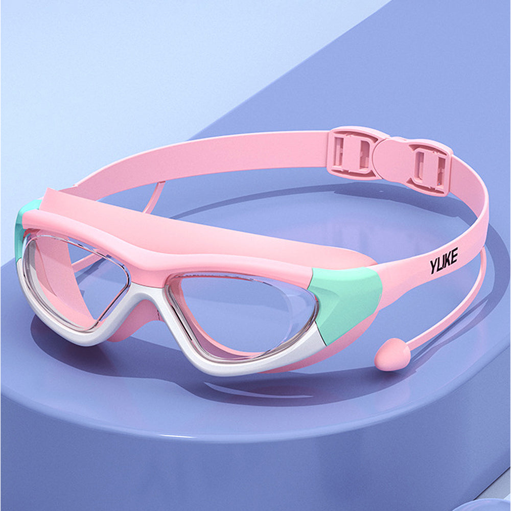 Pink Mint white border, Anti Fog UV Protection Leakproof Design Swim Goggles for Kids, 5yrs - 10yrs