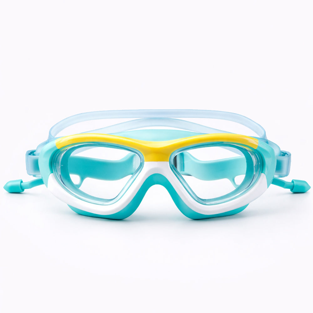 White Bordered Mint Anti Fog UV Protection Leakproof Design Swim Goggles for Kids, 5yrs - 10yrs