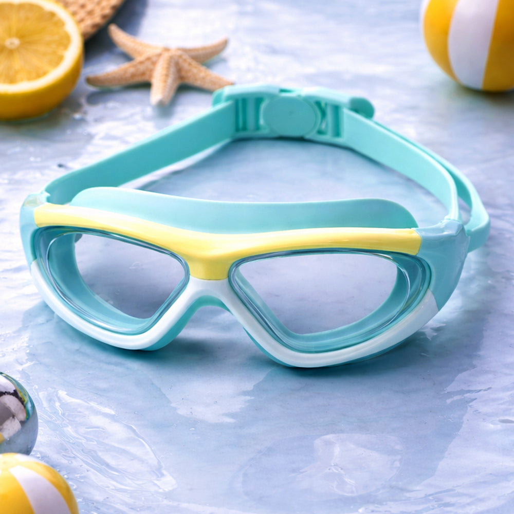 White Bordered Mint Anti Fog UV Protection Leakproof Design Swim Goggles for Kids, 5yrs - 10yrs