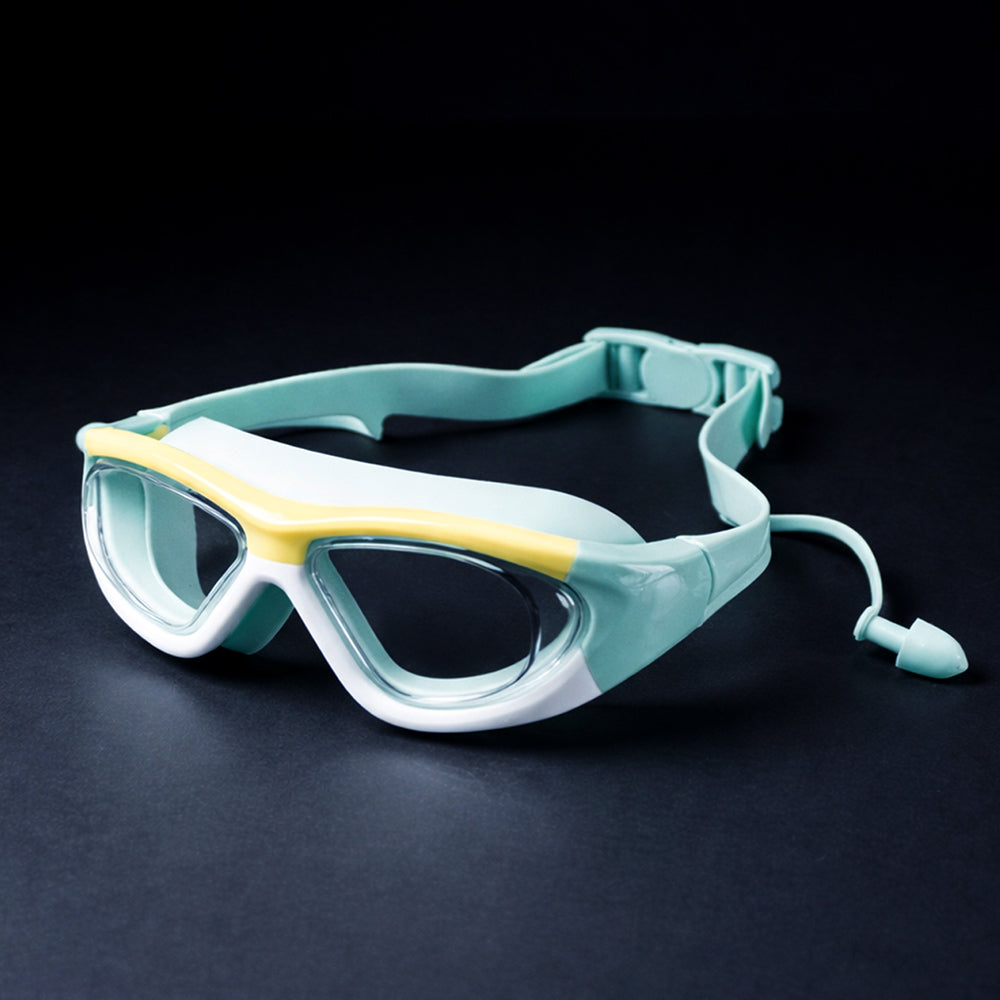 White Bordered Mint Anti Fog UV Protection Leakproof Design Swim Goggles for Kids, 5yrs - 10yrs