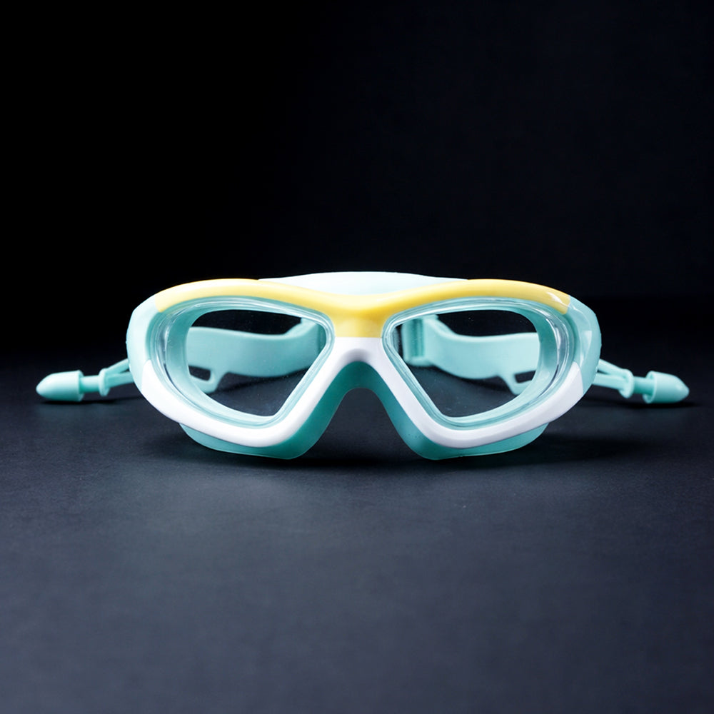 White Bordered Mint Anti Fog UV Protection Leakproof Design Swim Goggles for Kids, 5yrs - 10yrs