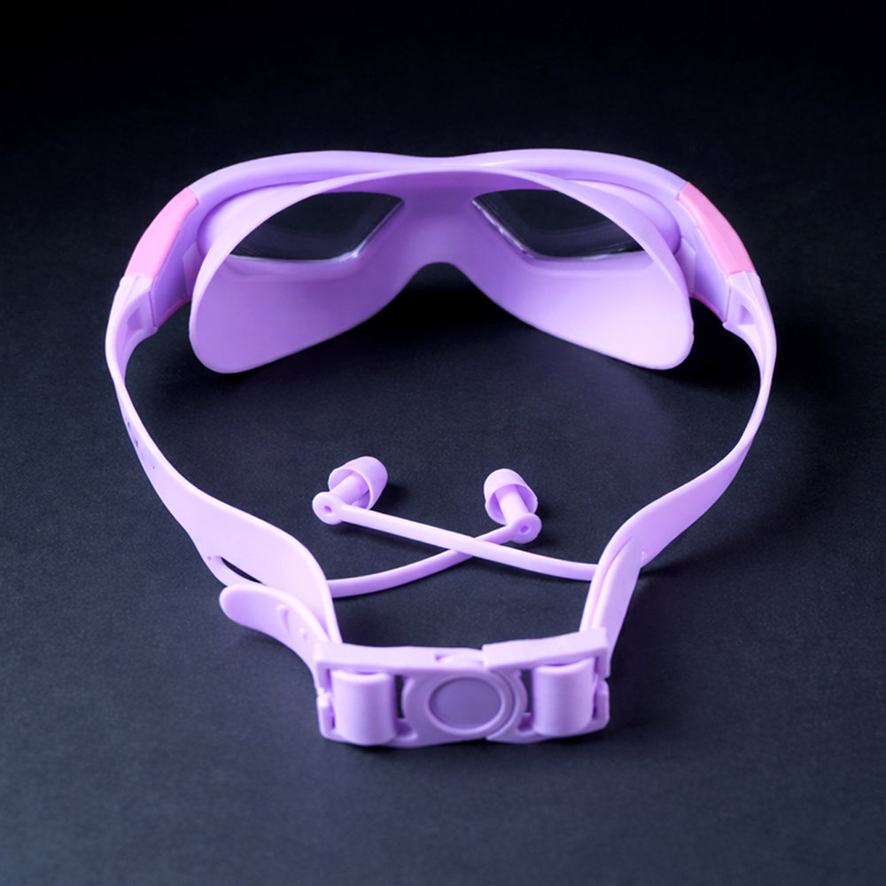 White Bordered Purple Anti Fog UV Protection Leakproof Design Swim Goggles for Kids, 5yrs - 10yrs