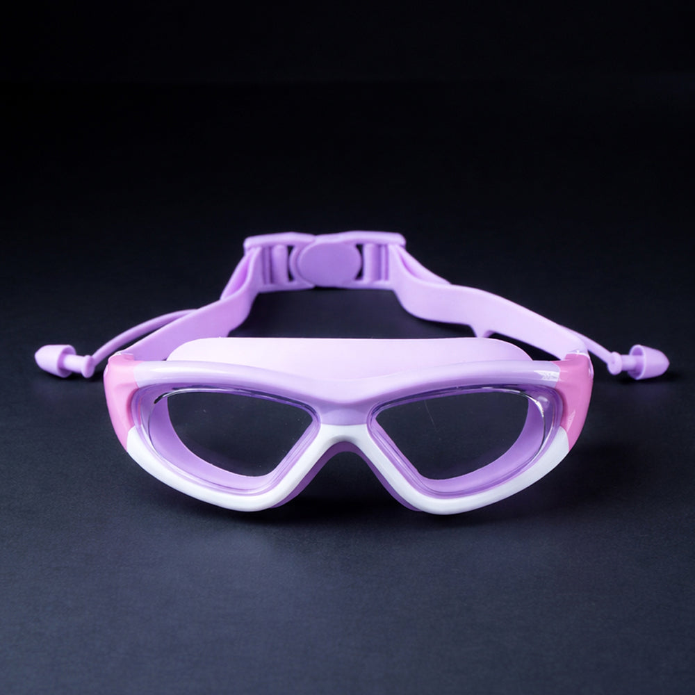 White Bordered Purple Anti Fog UV Protection Leakproof Design Swim Goggles for Kids, 5yrs - 10yrs