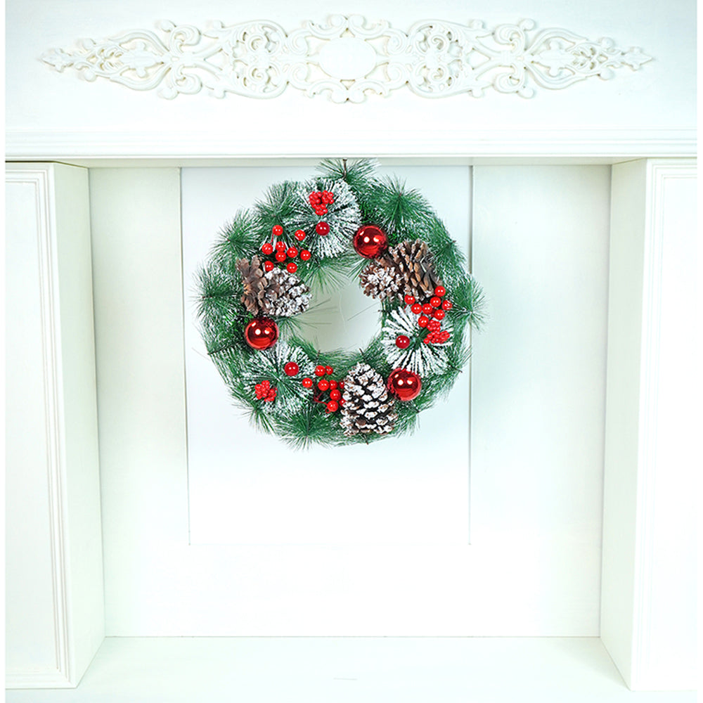 15 inches Big Frosty Pinecone Artificial Christmas wreath for Door,Wall  & Christmas Décor