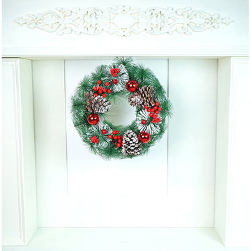 15 inches Big Frosty Pinecone Artificial Christmas wreath for Door Wall & Christmas Décor