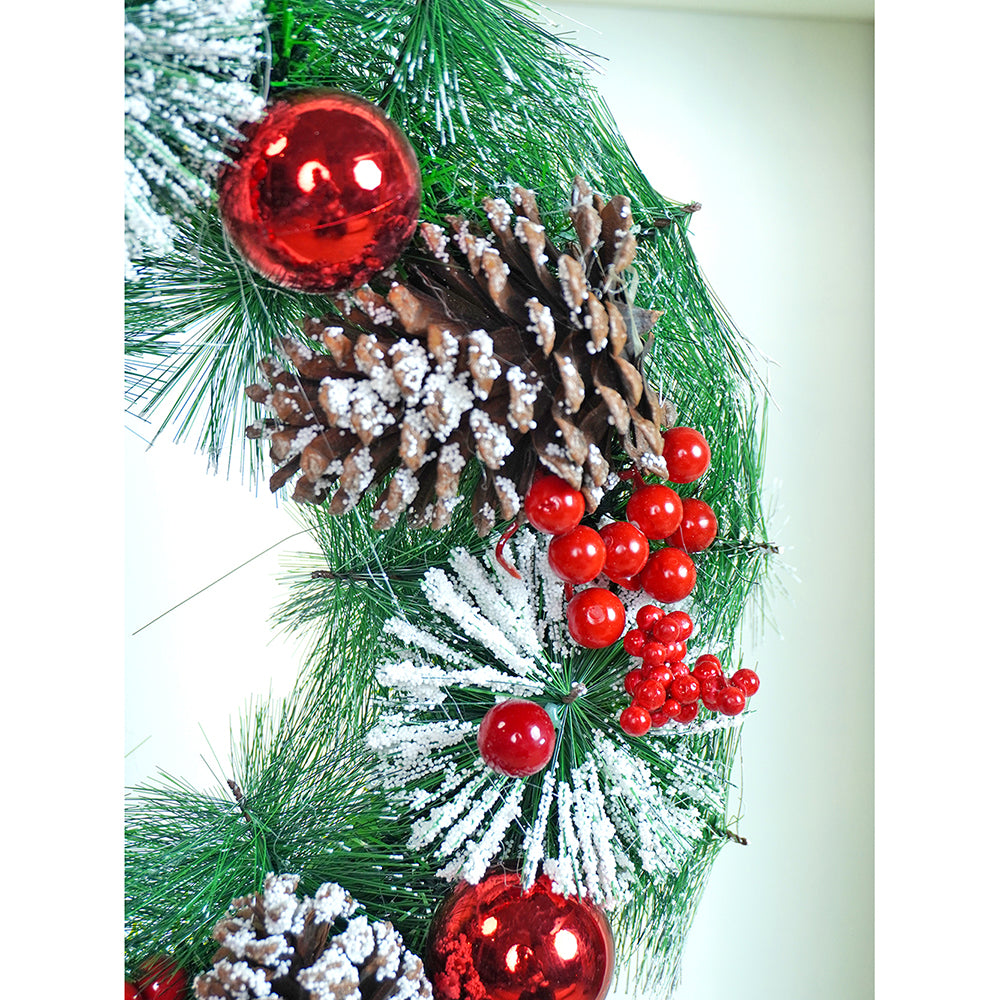 15 inches Big Frosty Pinecone Artificial Christmas wreath for Door Wall & Christmas Décor