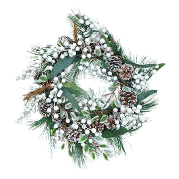 16 inches White Berries Artificial Christmas wreath for Door, Wall  & Christmas Décor