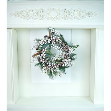 16 inches White Berries Artificial Christmas wreath for Door Wall & Christmas Décor