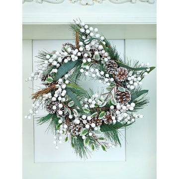 16 inches White Berries Artificial Christmas wreath for Door Wall & Christmas Décor