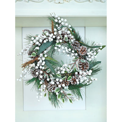 16 inches White Berries Artificial Christmas wreath